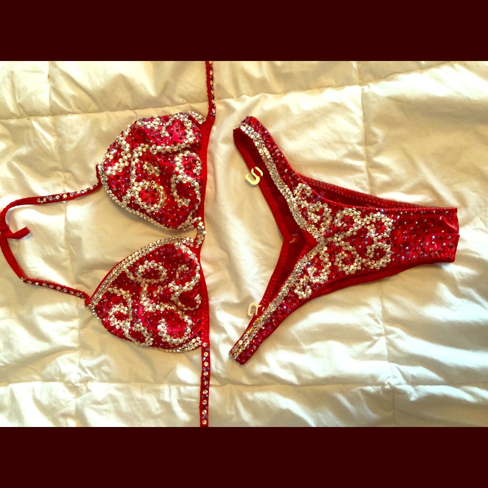 NPC/IFBB red figure suit made by Tamee Marie